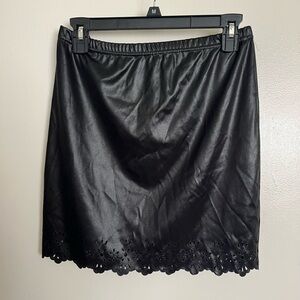 Vintage Y2K Ultra Flirt Black Mini Skirt with Floral Cutout